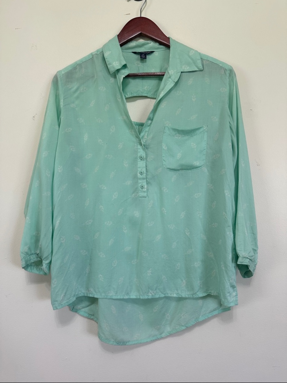 American Eagle Outfitters Mint Green V-Neck Button Tunic